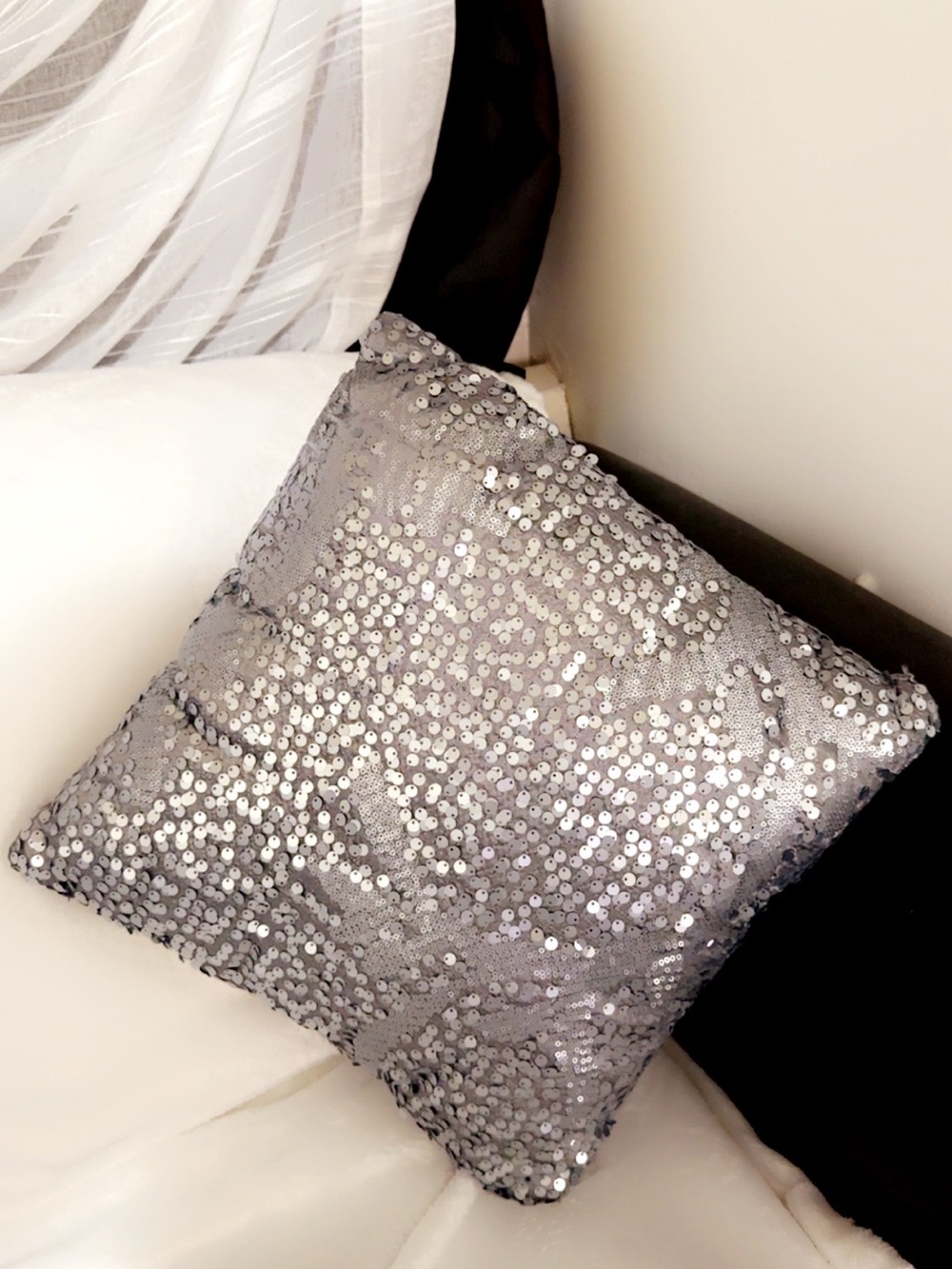 Silver Sequin Decorative Pillow - Home Accents